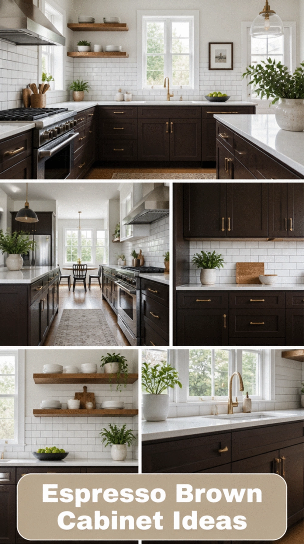 Kitchen Lower Cabinet in Deep Espresso Brown with a White Subway Backsplash