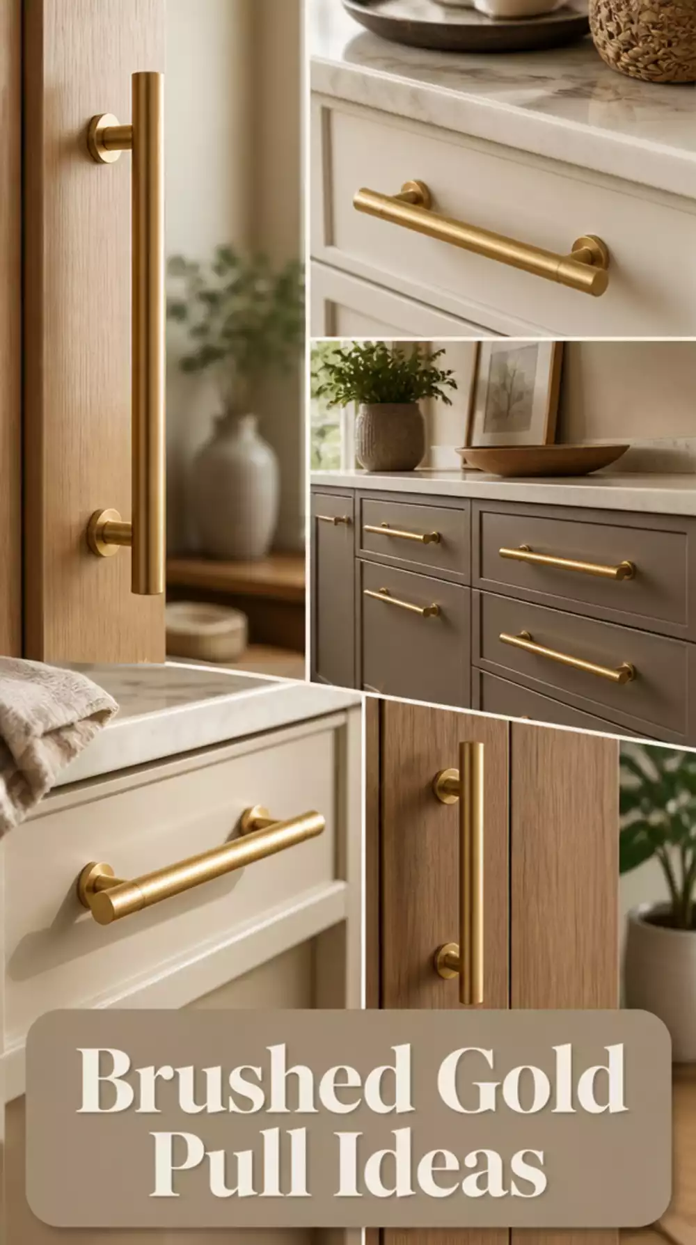 Brushed Gold Kitchen Bar Pull in a Sleek Cylindrical Finish for Drawers