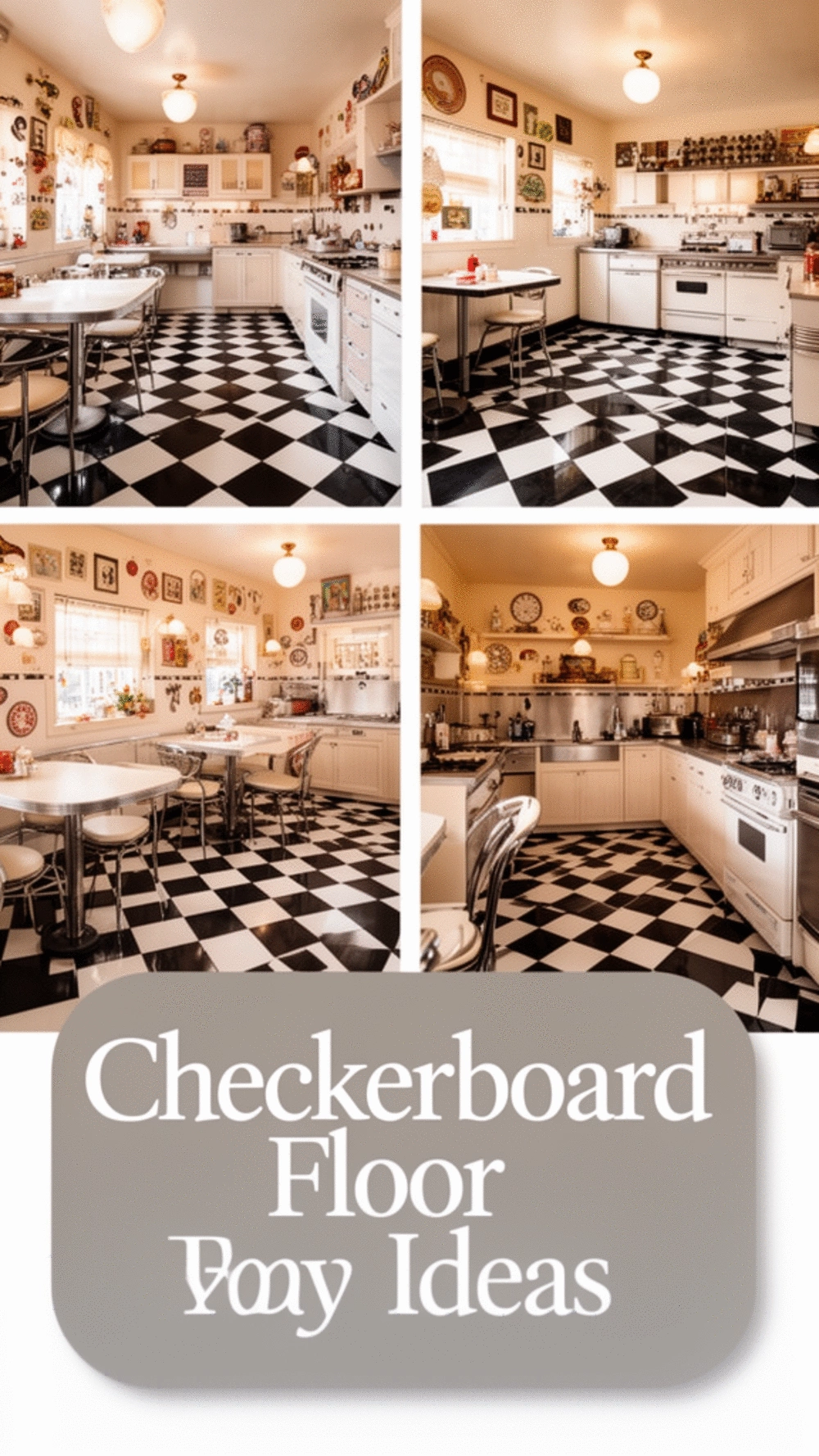 Kitchen Checkerboard Floor Tile in Black and White for a Diner-Inspired Look