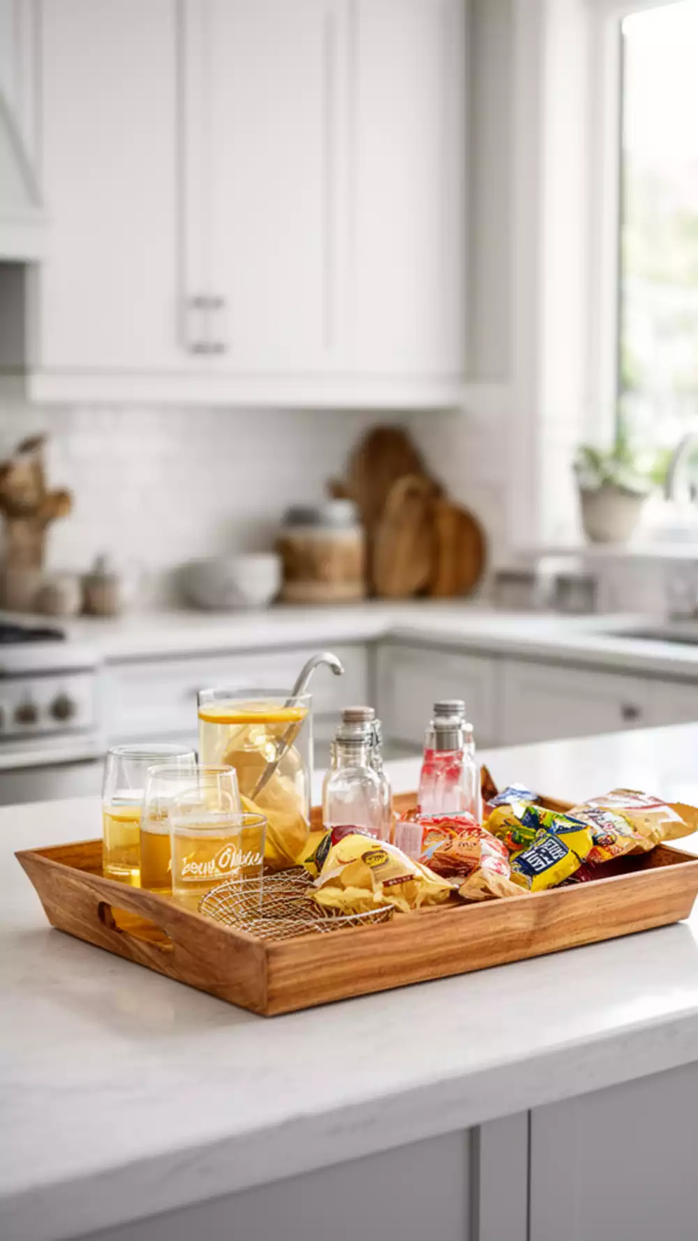 The Kitchen Counter Tray Trick That Makes Hosting Look Completely Effortless