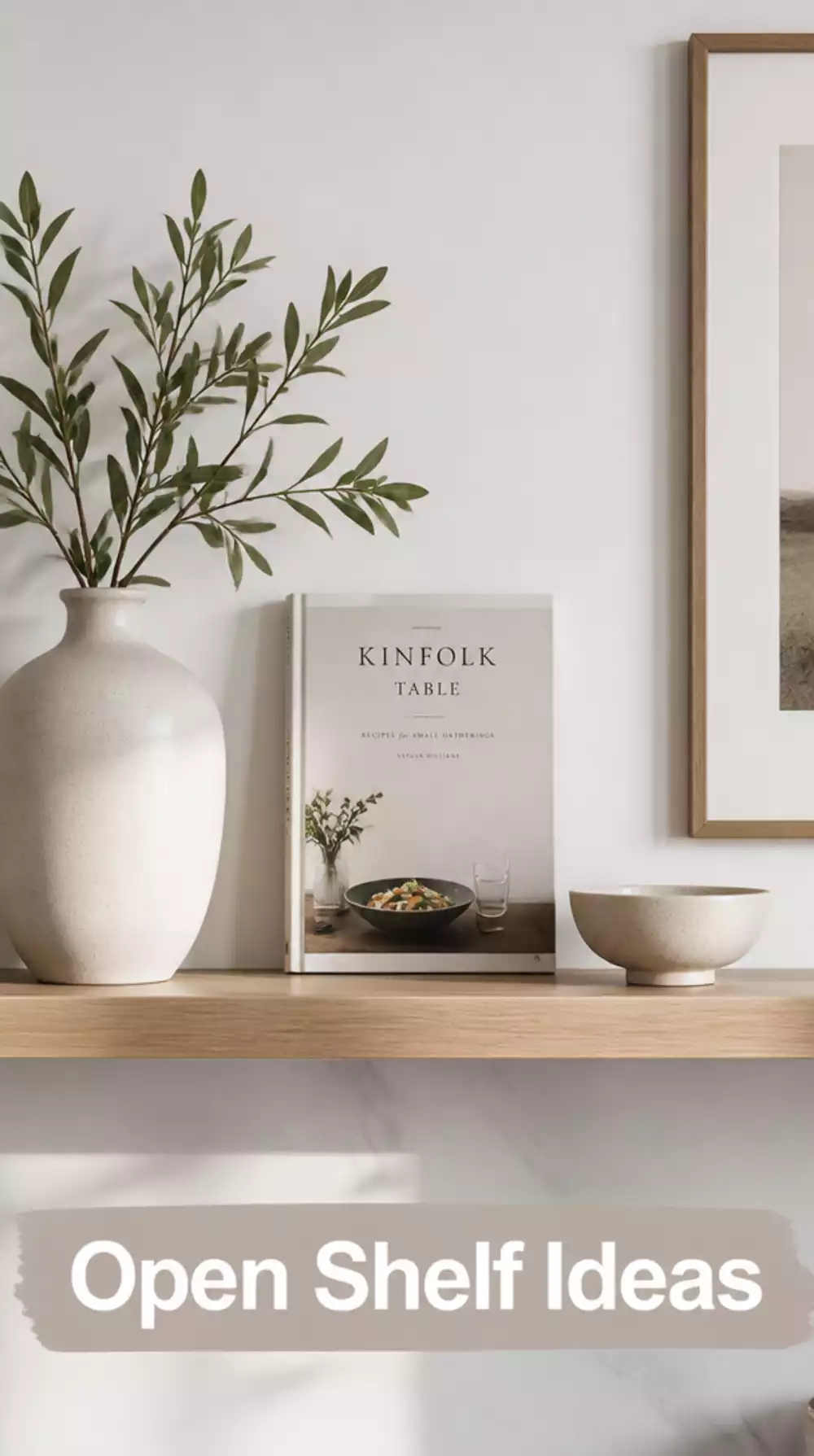 Small Kitchen Open Shelf with Three Carefully Chosen Objects and Breathing Room