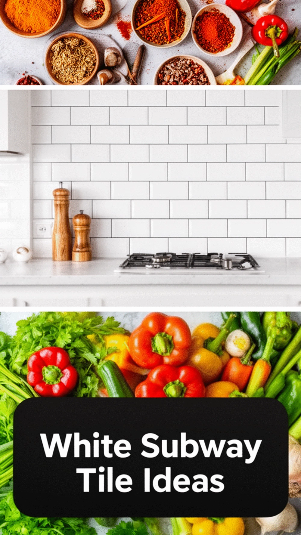 White Subway Tile Kitchen Backsplash with Slim Dark Grout Lines