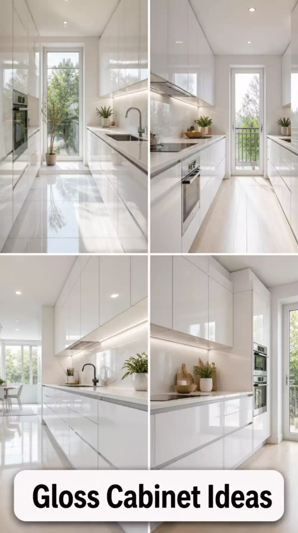 Gloss White Kitchen Cabinet Door That Reflects Light in a Narrow Kitchen