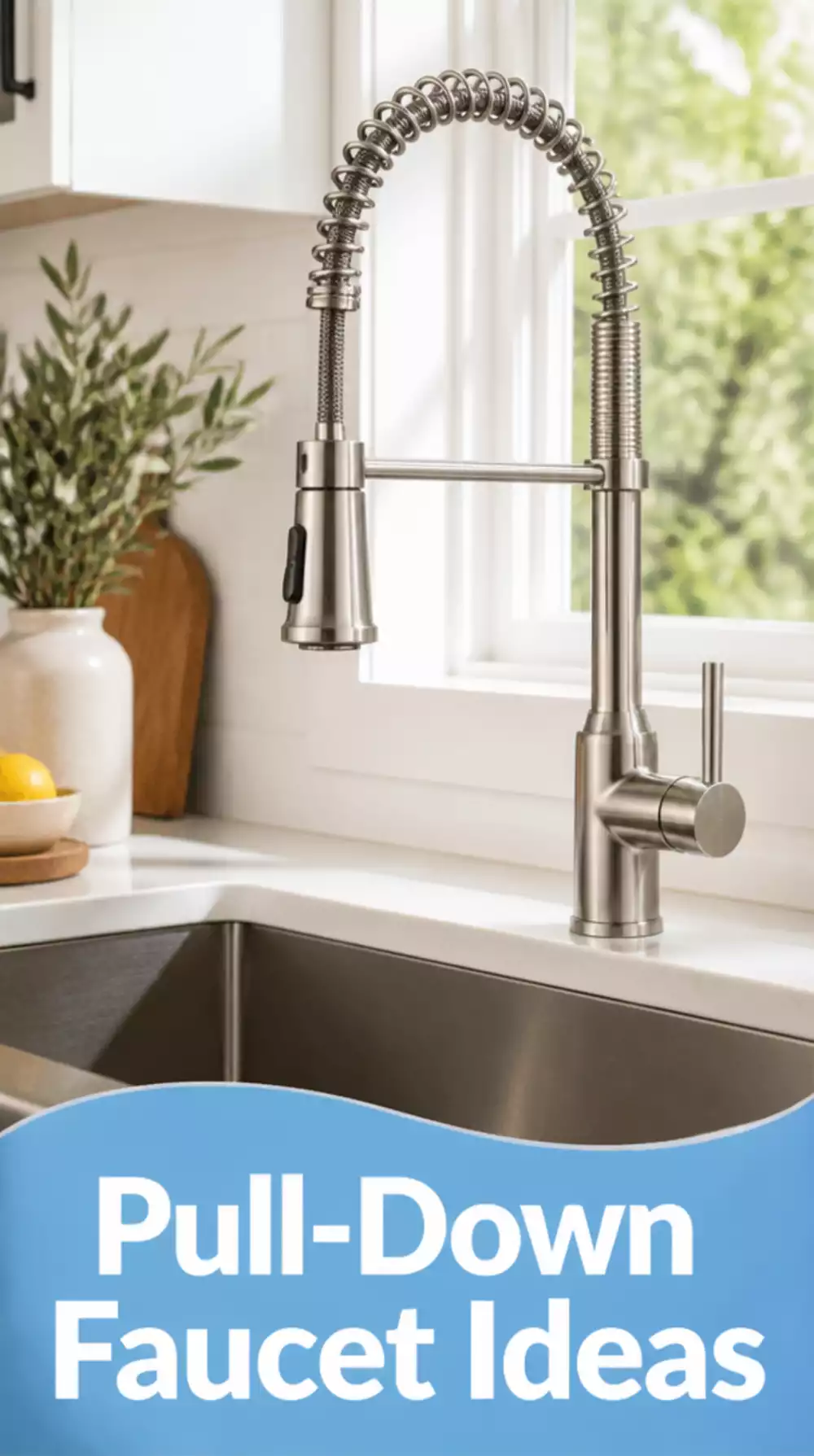 Pull-Down Kitchen Faucet in Brushed Nickel with a Spring Coil Neck