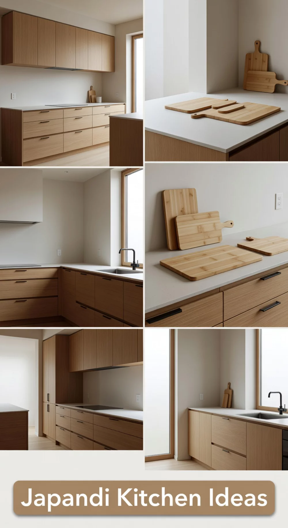 Japandi Kitchen in Warm Oak with Minimal Hardware and Clean Lines