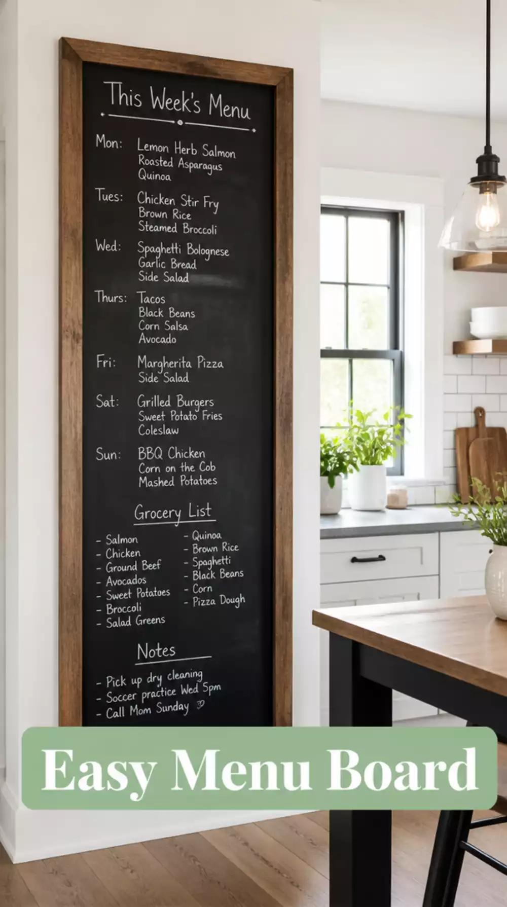 Kitchen Chalkboard Wall Panel That Works as a Menu Board and Decor Piece