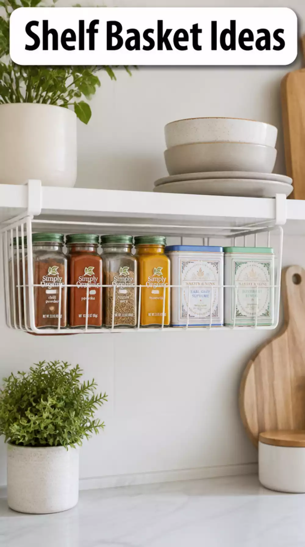 Easy Under-Shelf Basket Organization for Kitchen Cabinets