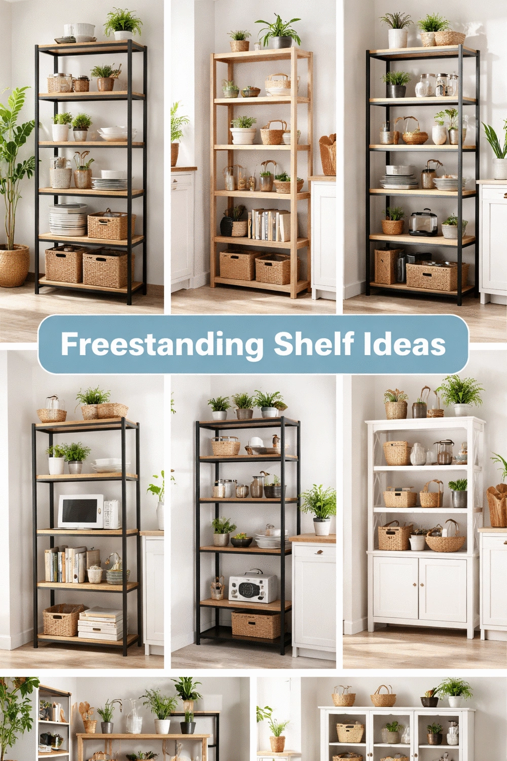 Kitchen Freestanding Shelf Unit That Stands Against Any Wall Without Fixing