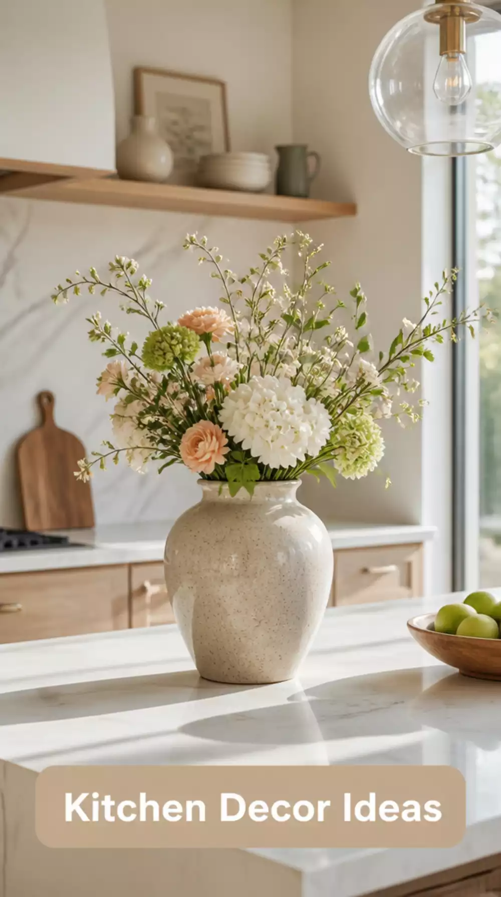 Kitchen Single Statement Vase in Handthrown Ceramic on a Cleared Counter
