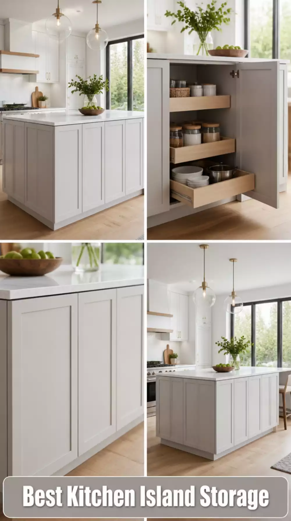 Modern Kitchen Island with Full-Height Cabinet Door Storage Below