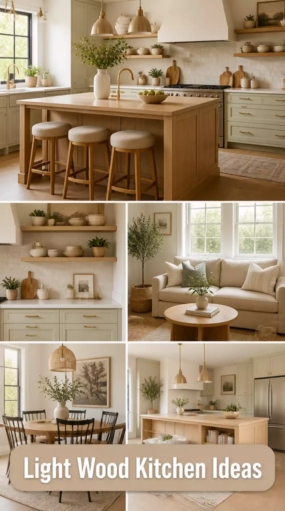 Light Wood Kitchen Island That Makes a Narrow Kitchen Feel Open