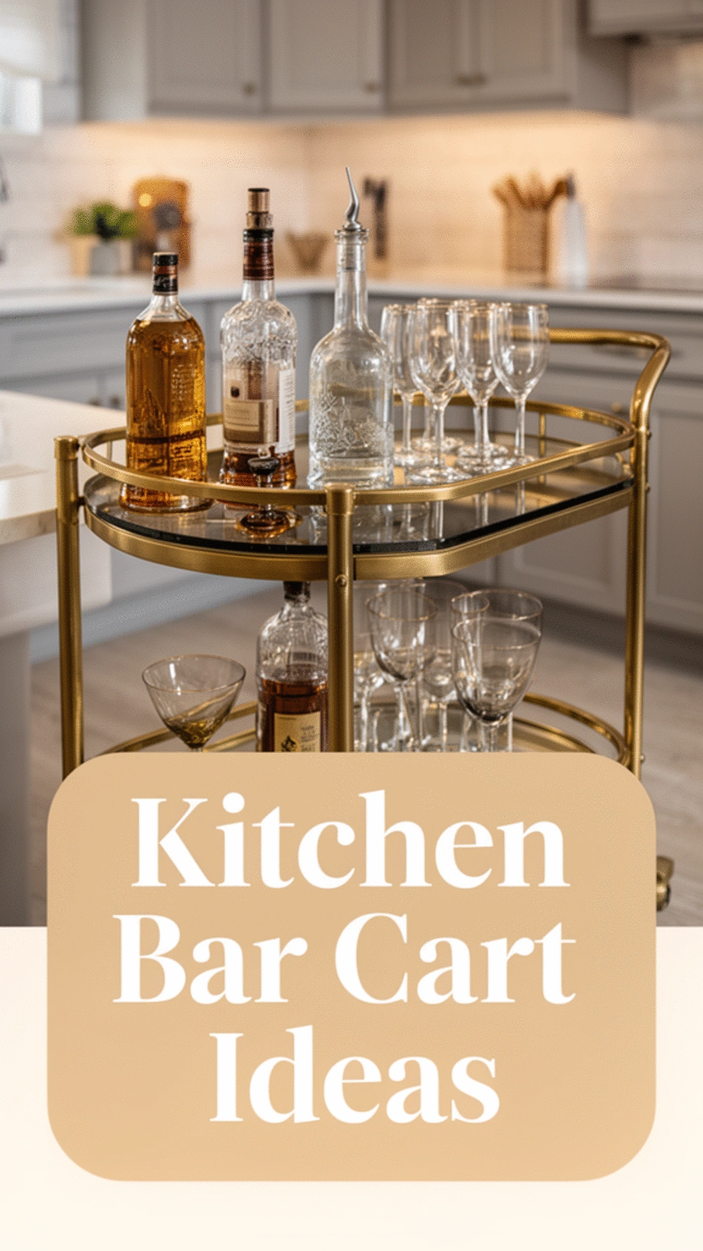 Kitchen Bar Cart in Brass and Smoked Glass That Doubles as a Decor Piece