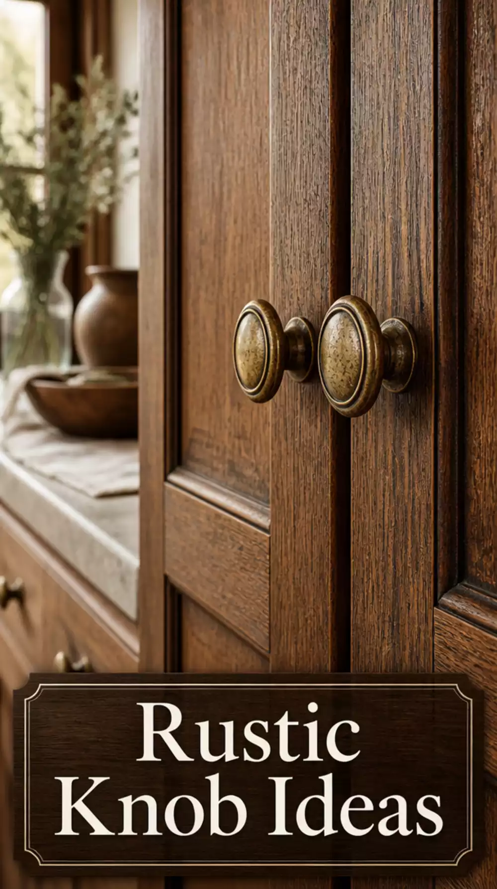 Aged Brass Knobs for Vintage Kitchen Cabinets