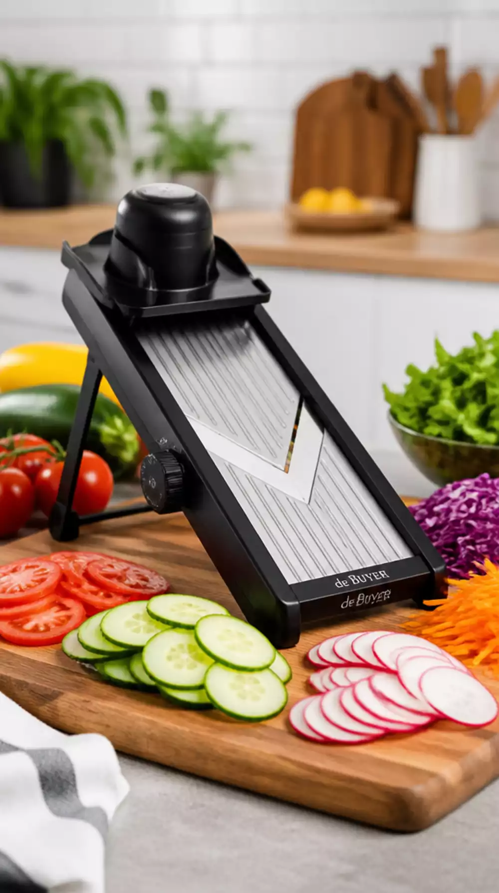 Kitchen Mandoline Slicer with a Safety Guard for Fast Even Vegetable Cuts