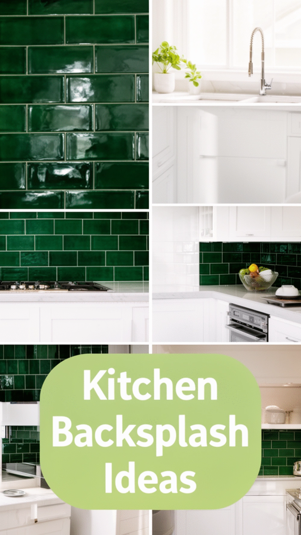 Green Kitchen Backsplash Tile in a Deep Emerald Glossy Finish