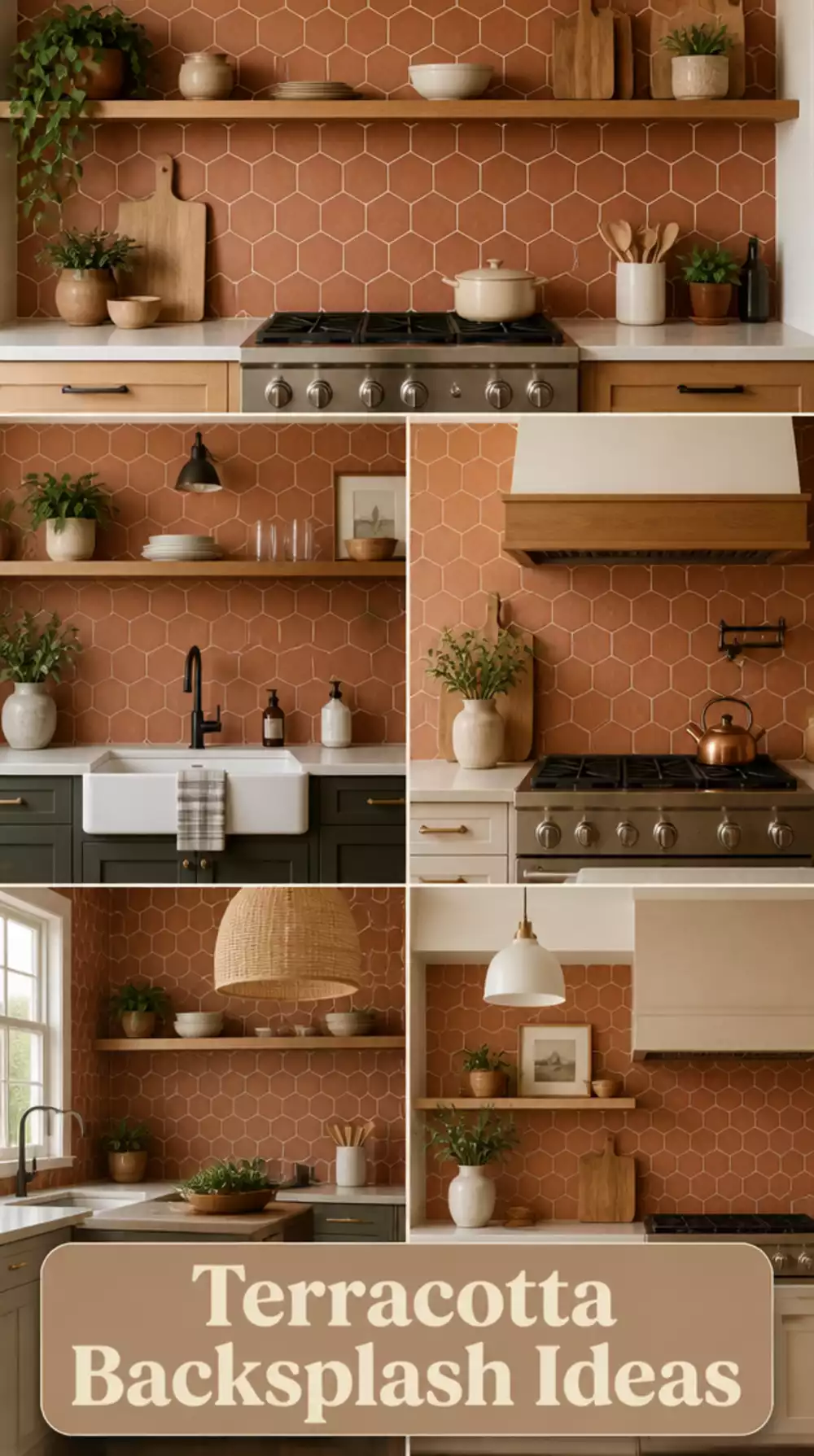 Terracotta Hexagon Kitchen Backsplash That Brings Earthy Warmth In