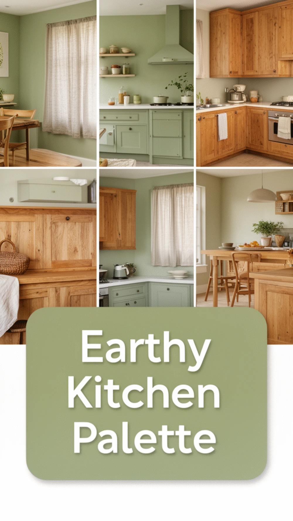 Earthy Kitchen Colour Palette Using Sage Green, Linen, and Warm Oak