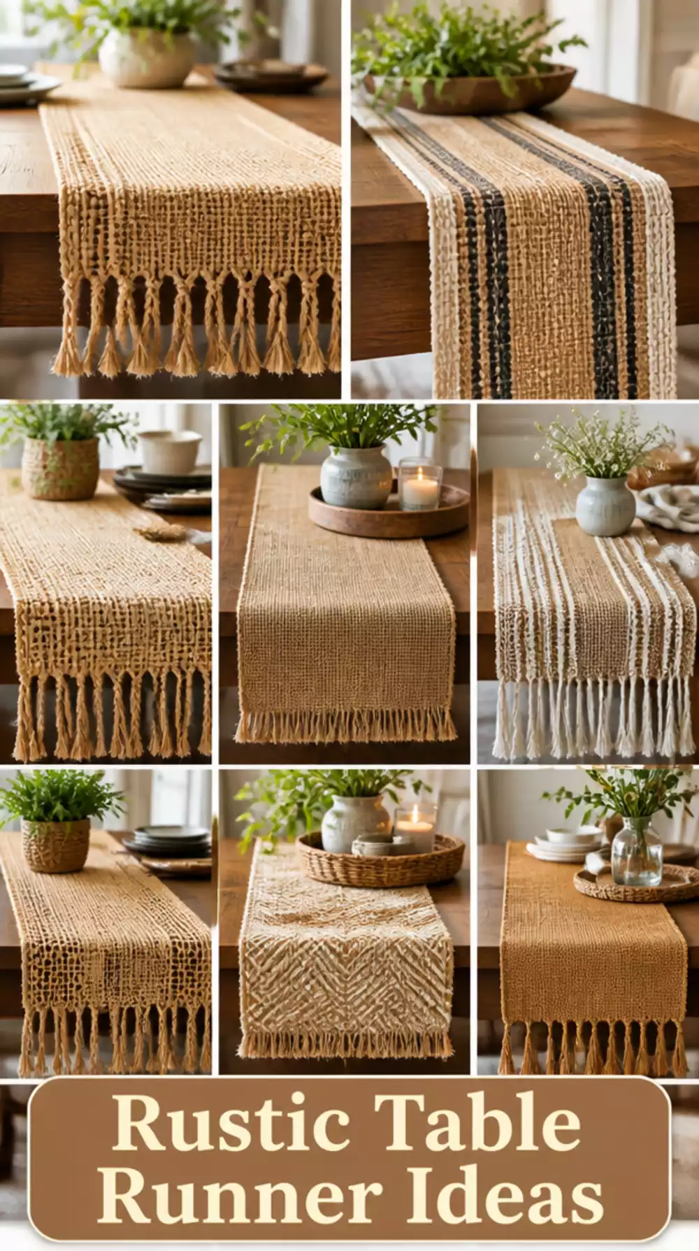 Kitchen Table Runner in a Fringed Jute Weave for an Everyday Dining Table