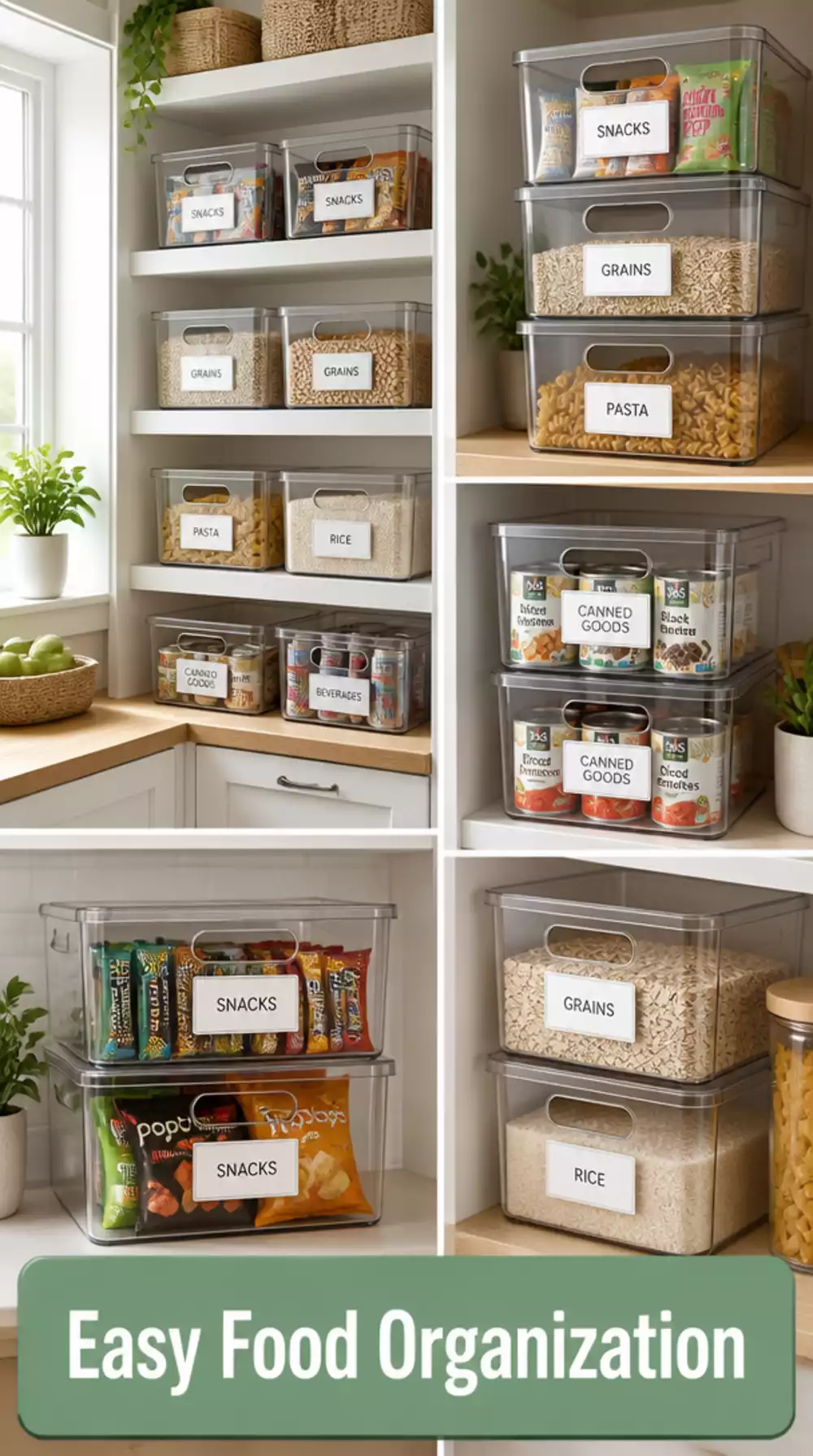 Pantry Stackable Clear Bin Set That Groups Every Food Category at a Glance