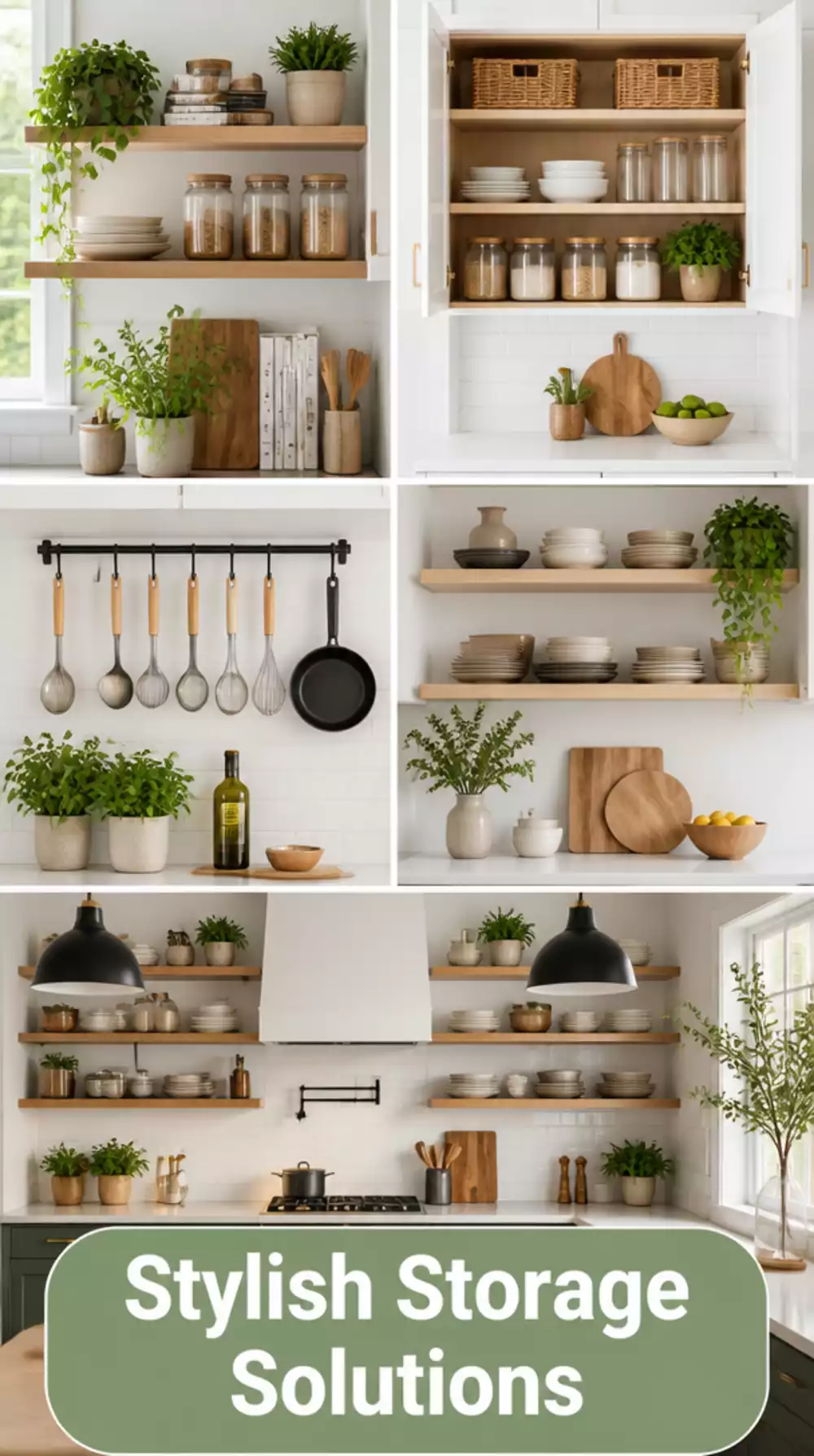 Open-Concept Kitchen Storage Wall That Replaces Upper Cabinet Bulk