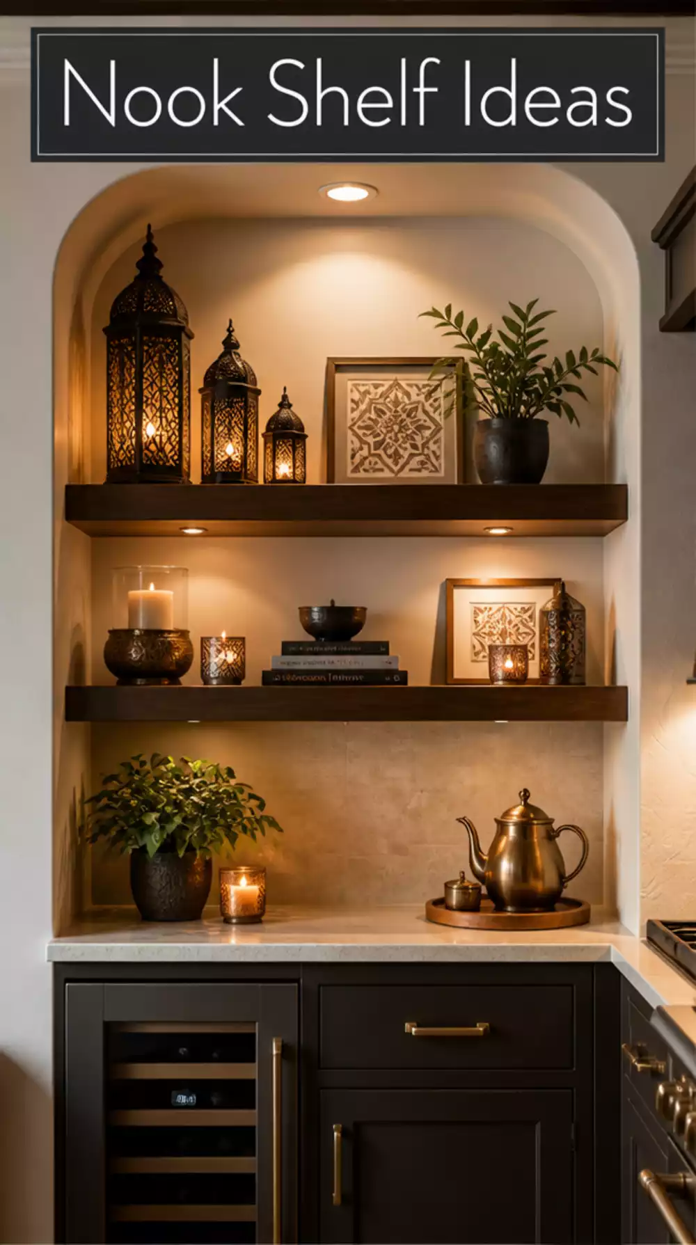 Kitchen Nook Built-In Shelf for Candles and Art