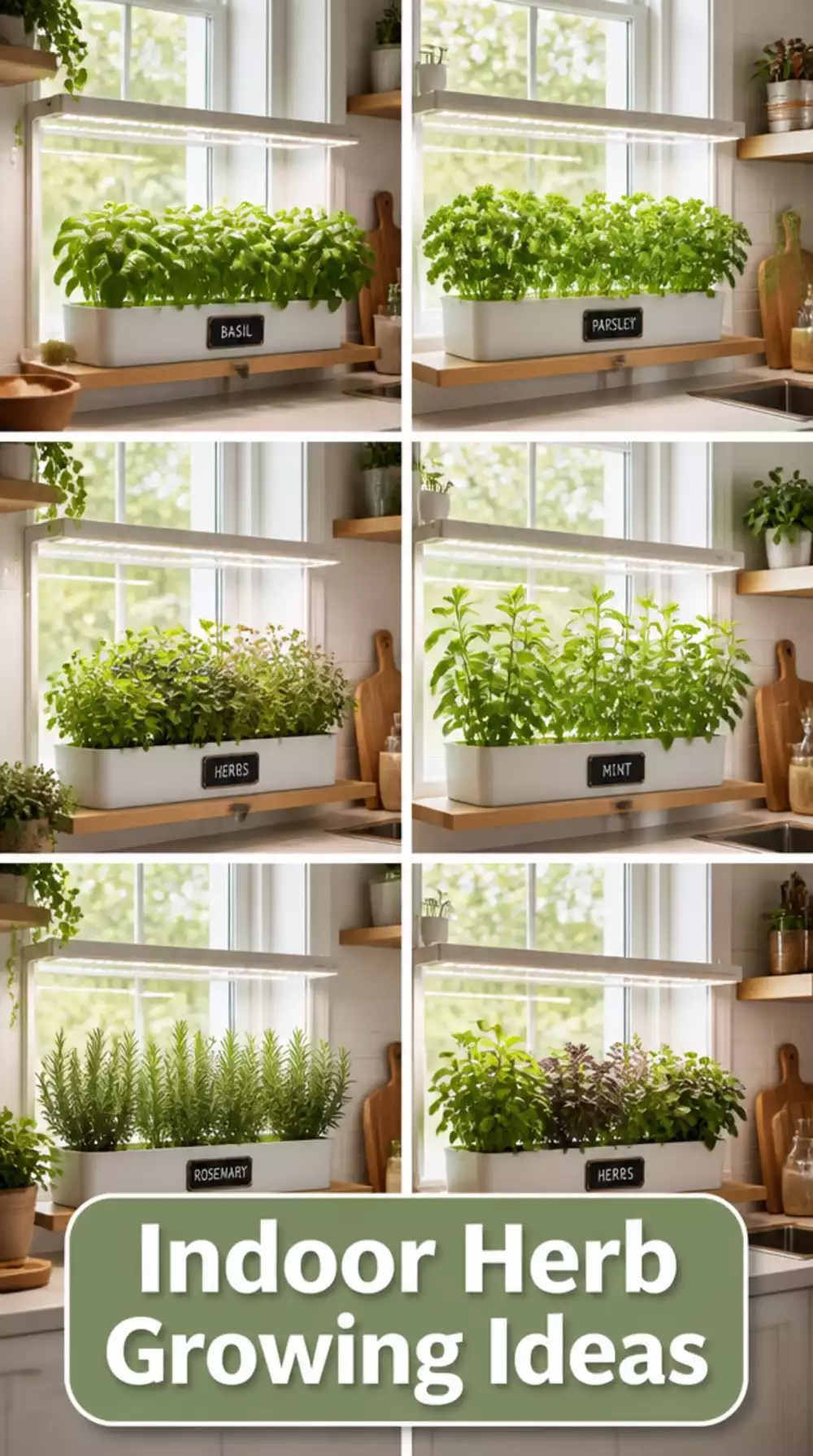 Kitchen Window Shelf Grow Light Strip for Herbs and Small Plants
