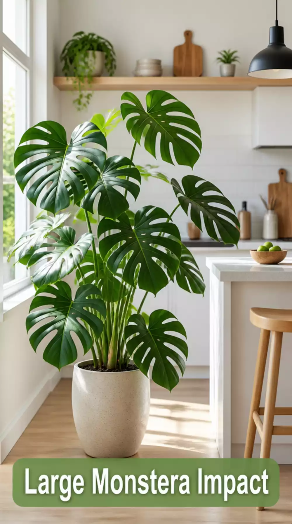 Why a Single Large Kitchen Monstera Plant Changes the Whole Room Scale