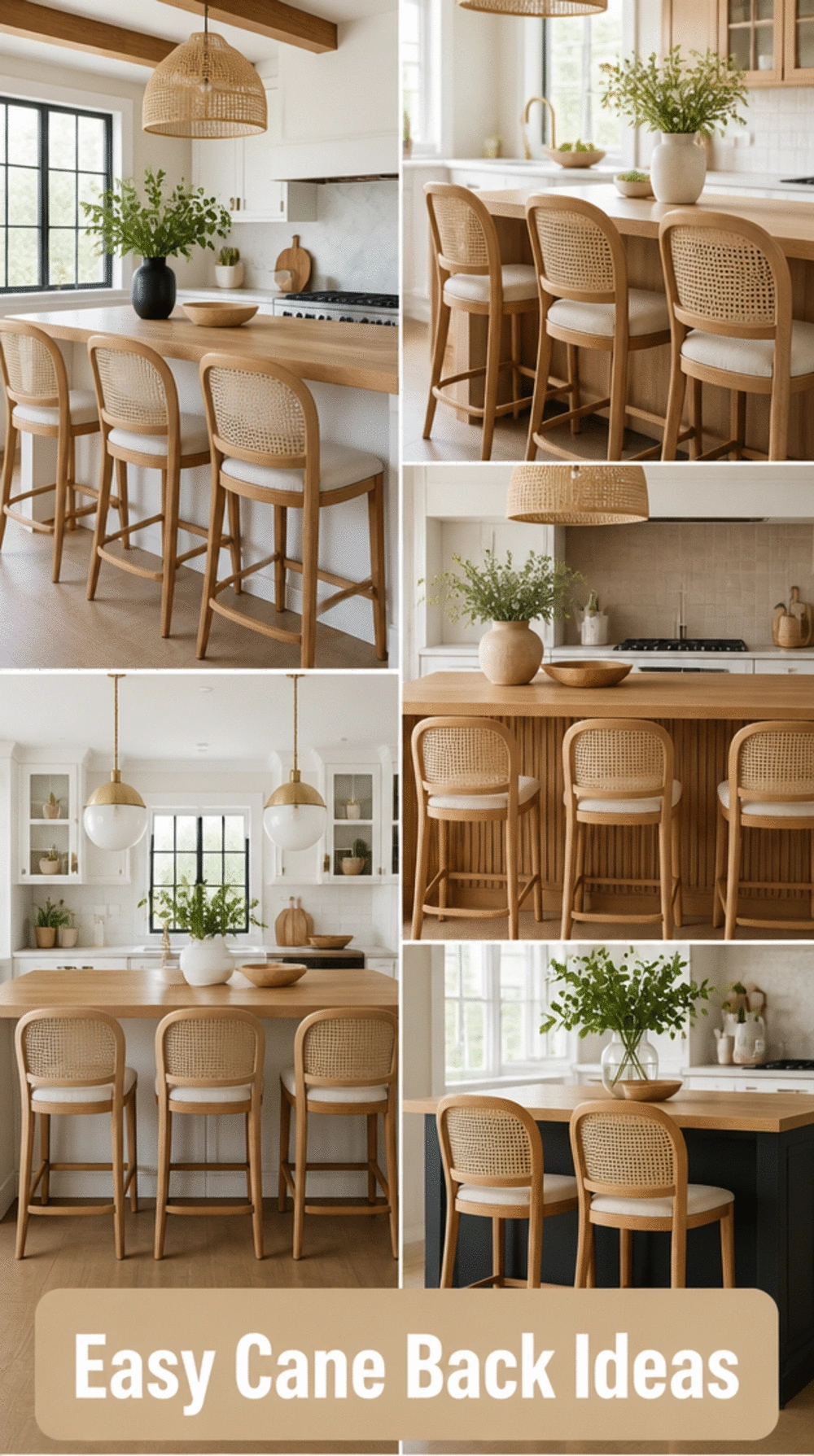 Natural Cane Back Kitchen Stool That Pairs with a Timber Island Top