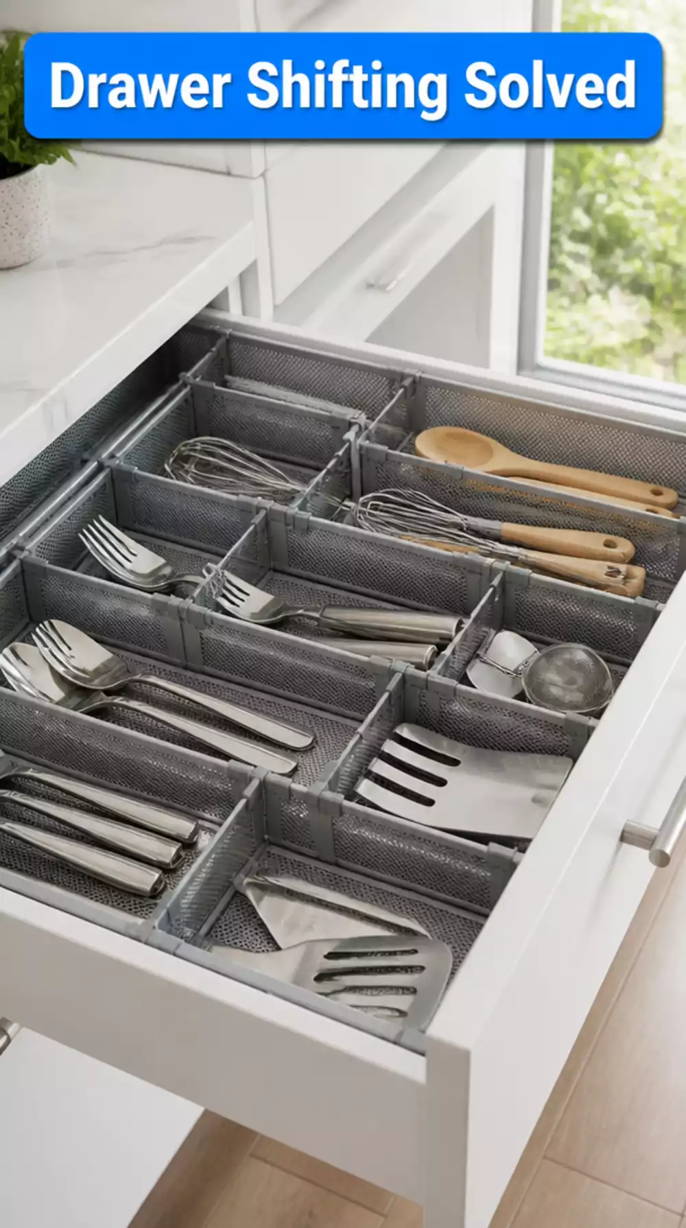 Mesh Dividers Stop Kitchen Utensils Shifting