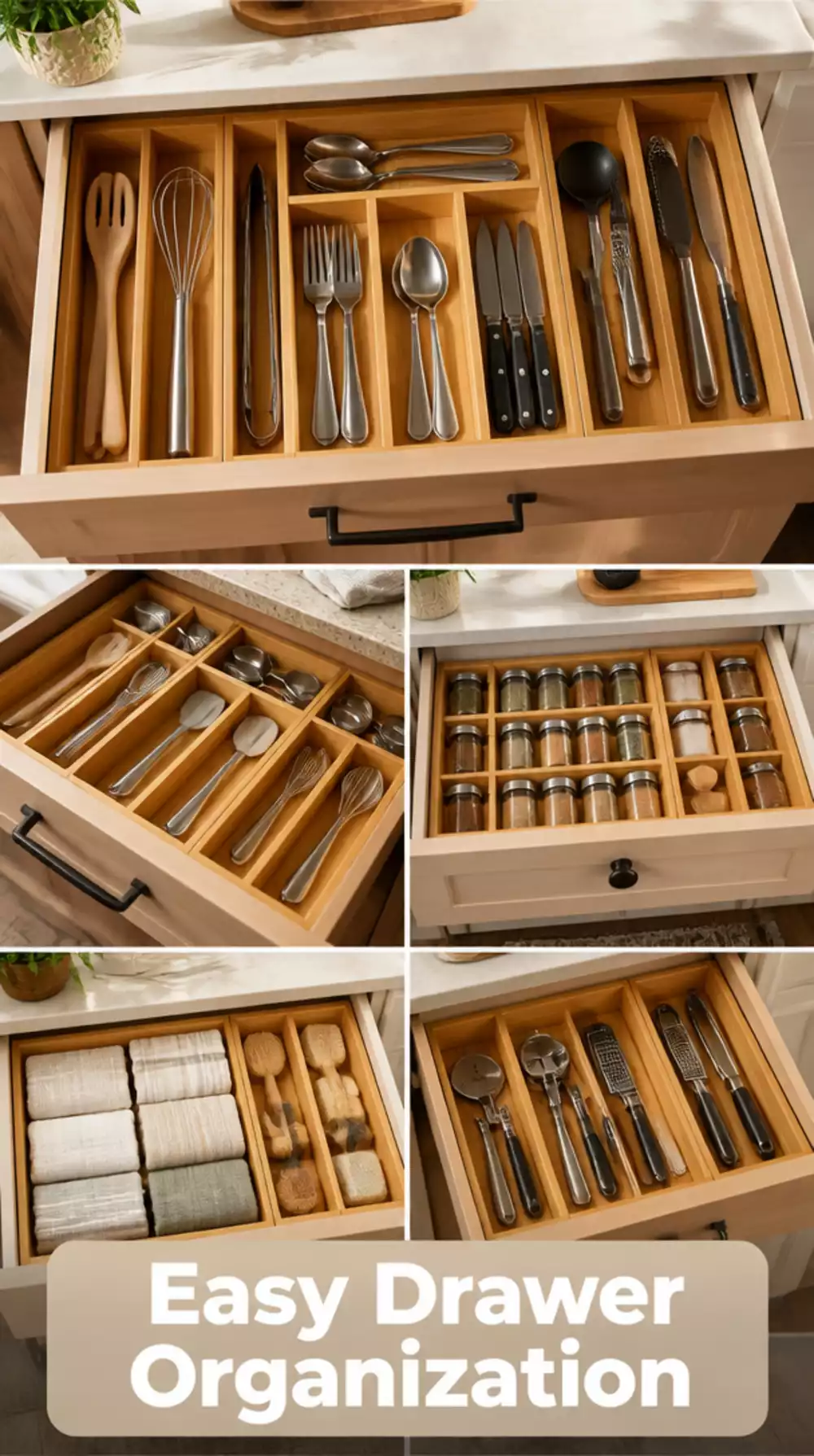 Kitchen Drawer Expandable Bamboo Divider That Fits Any Drawer Width