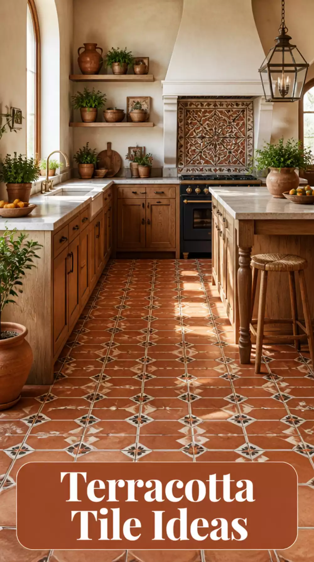 Terracotta Geometric Tile Kitchen Floors