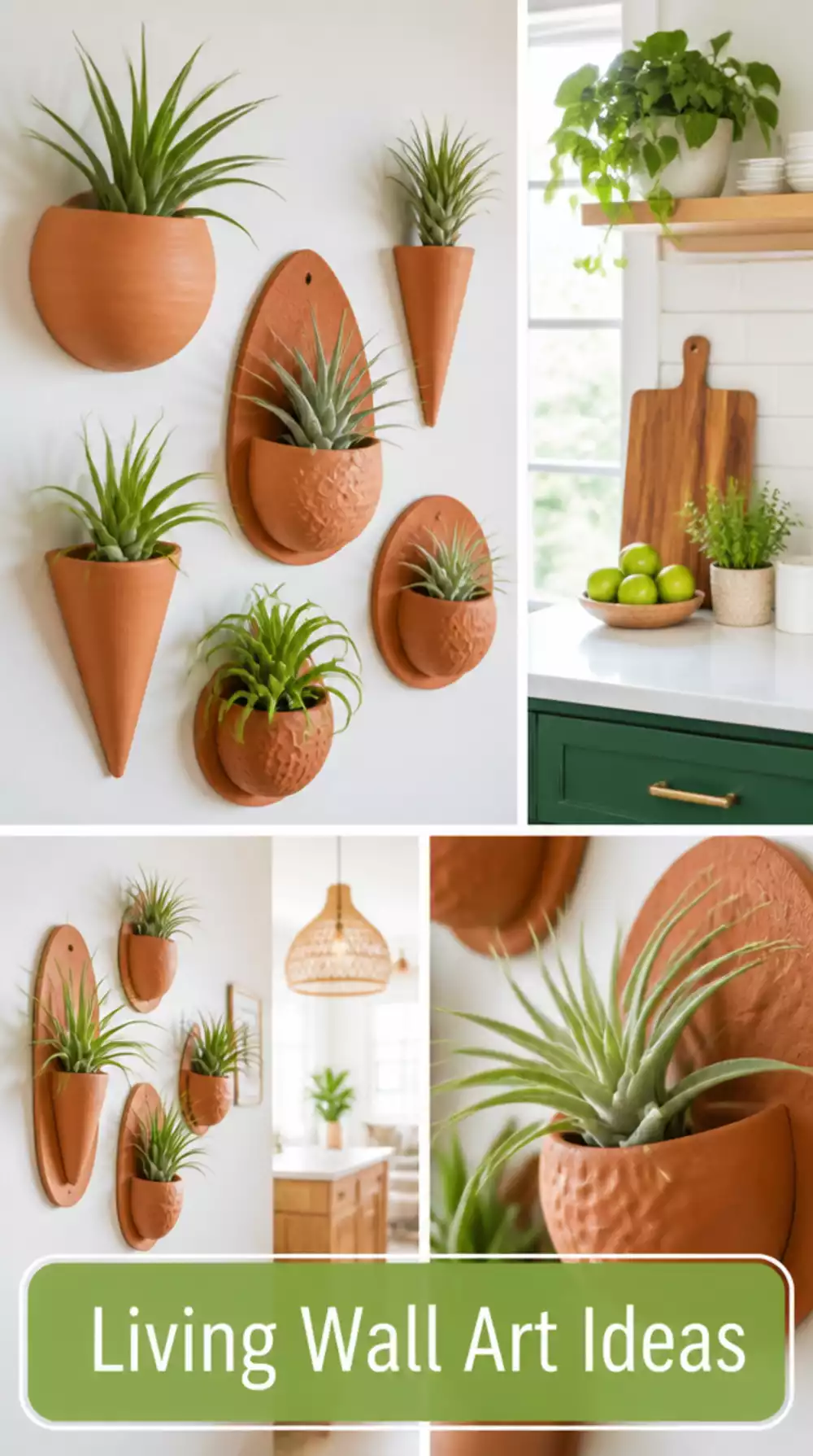 Kitchen Air Plant Wall Holder in Terracotta That Works as Living Wall Art