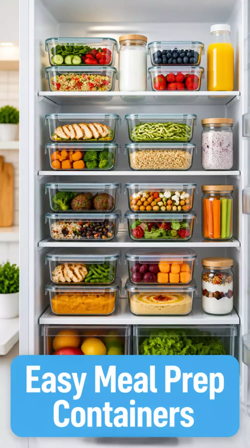 Kitchen Meal Prep Glass Container Set That Stacks Flat in the Fridge