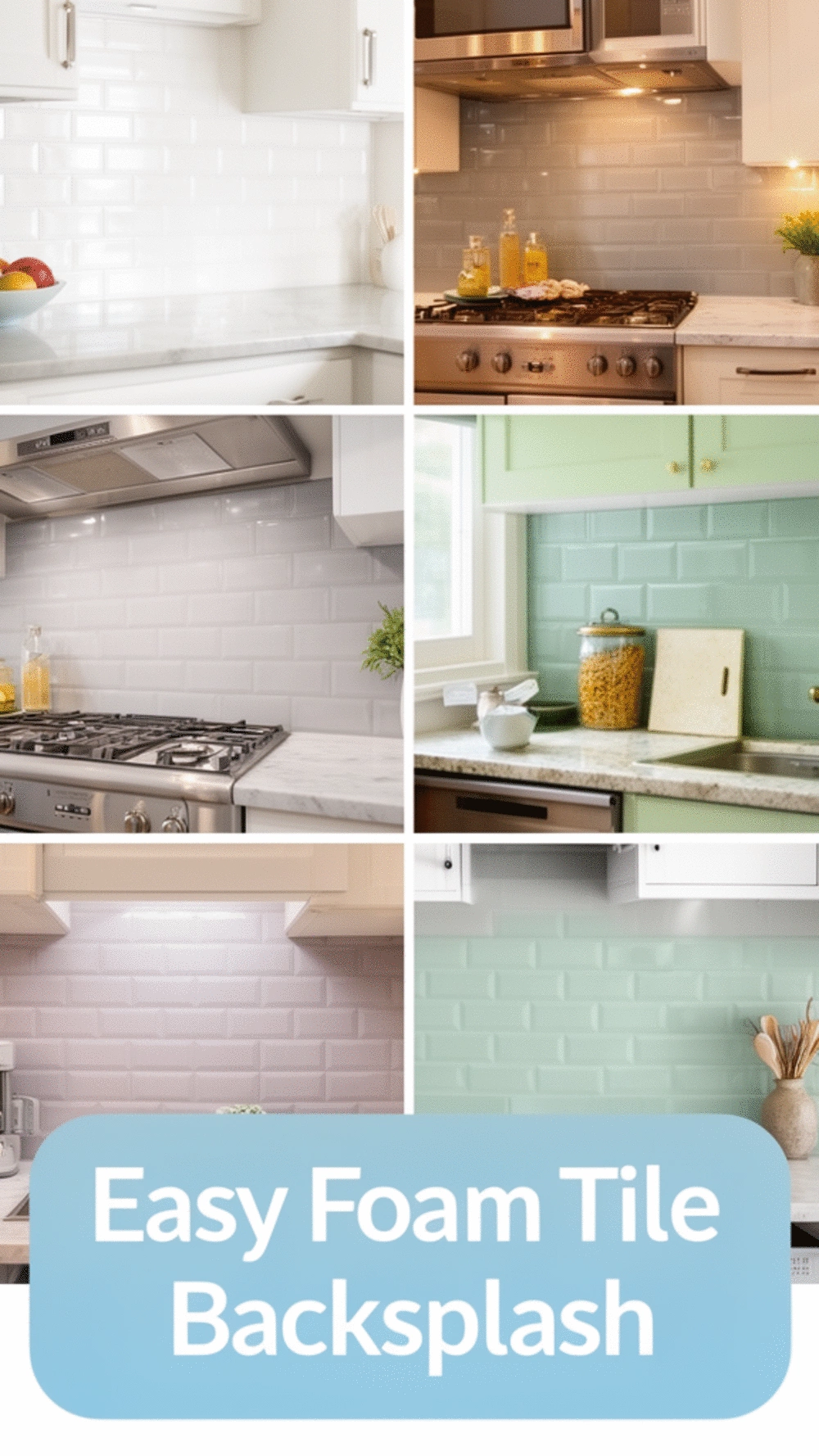 Kitchen Backsplash Foam Tile That Installs with No Mess and No Grout