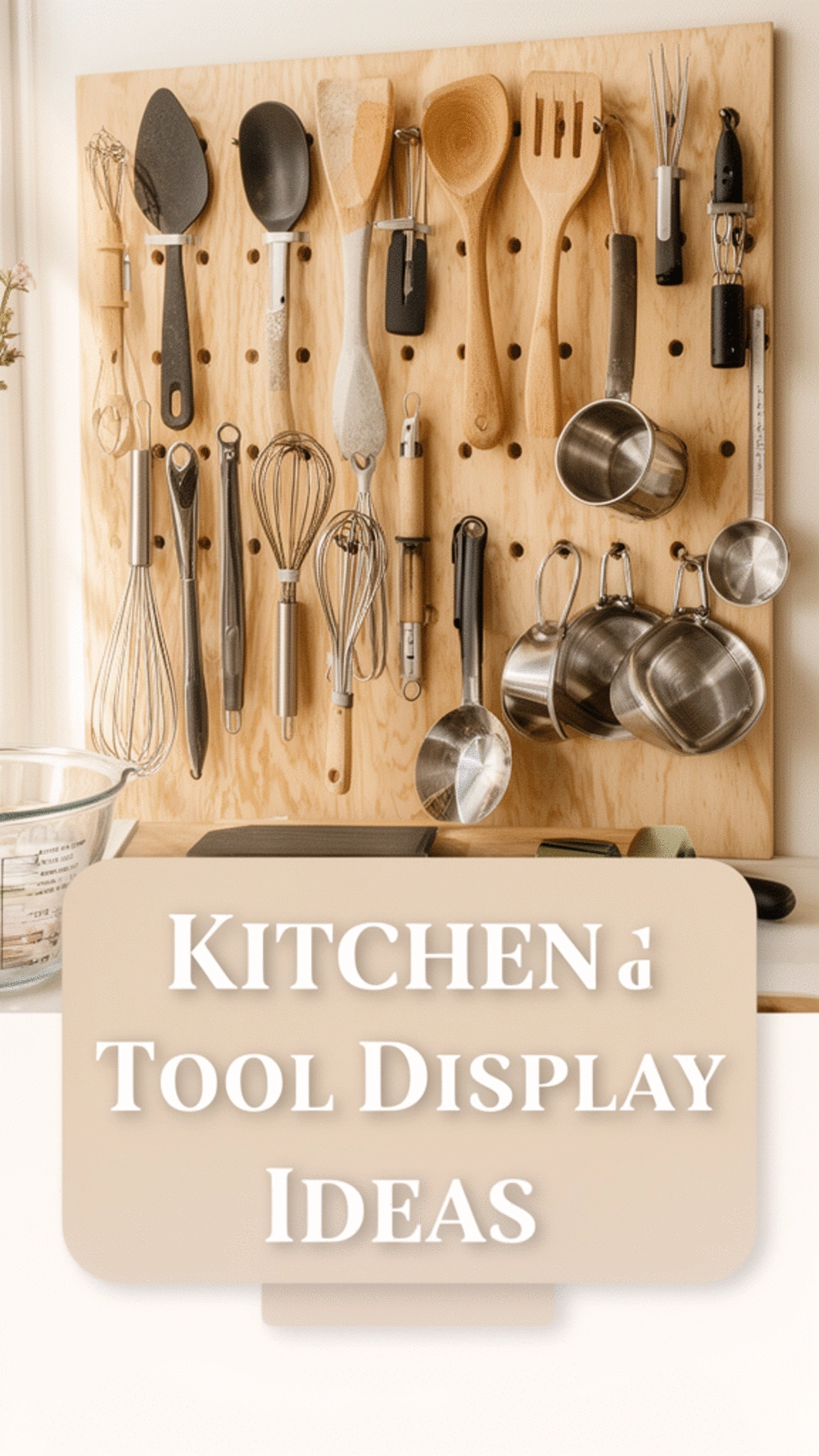 Kitchen Pegboard in Natural Plywood with Hooks for Every Utensil and Tool