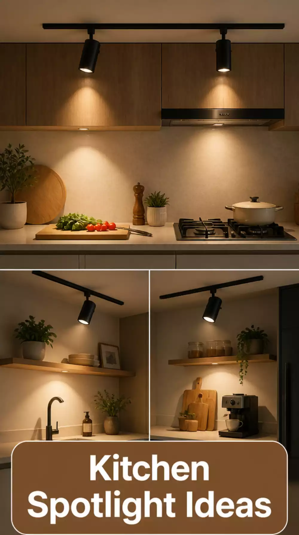 Adjustable Kitchen Spotlight Track Light That Covers the Full Counter