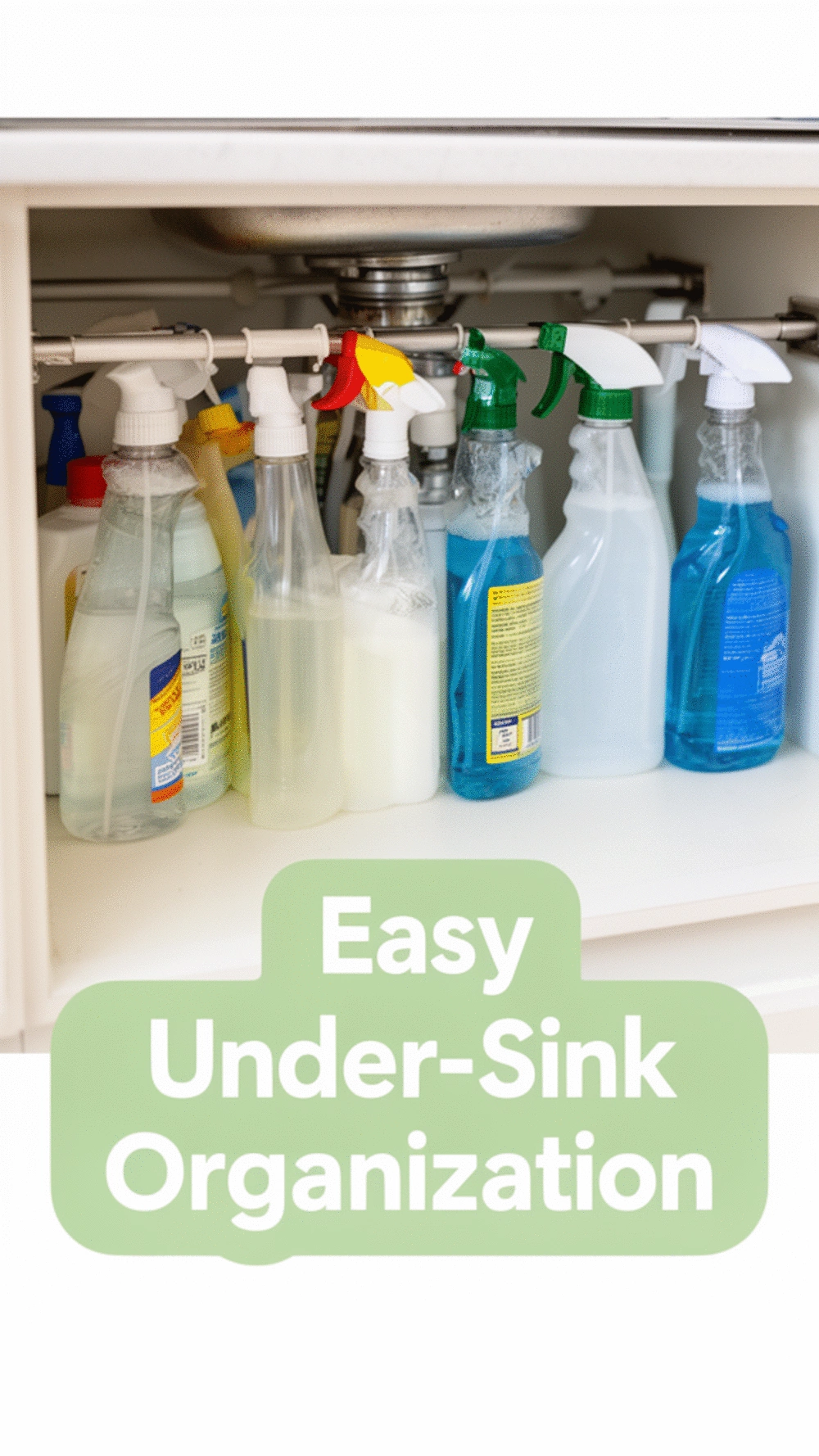Kitchen Under-Sink Tension Rod for Spray Bottles That Costs Under Five Dollars