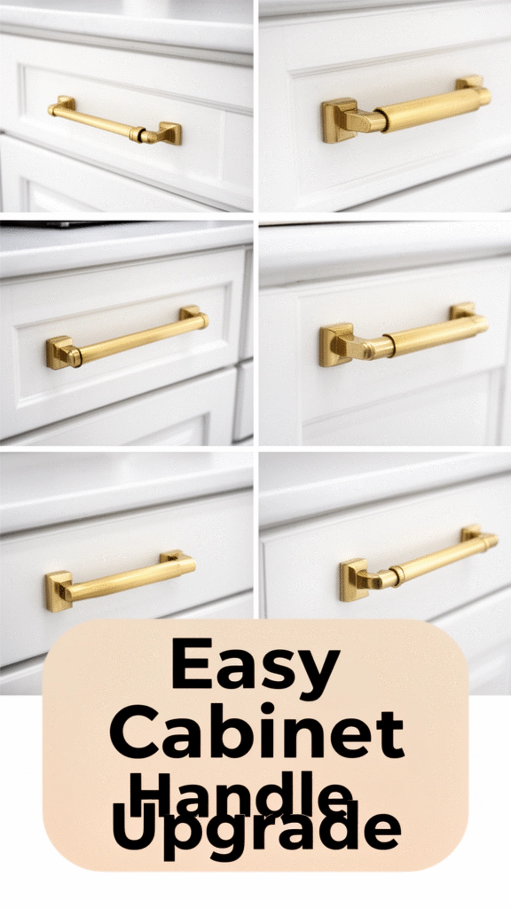 Temporary Kitchen Cabinet Handle in Brushed Brass That Clips Without Drilling