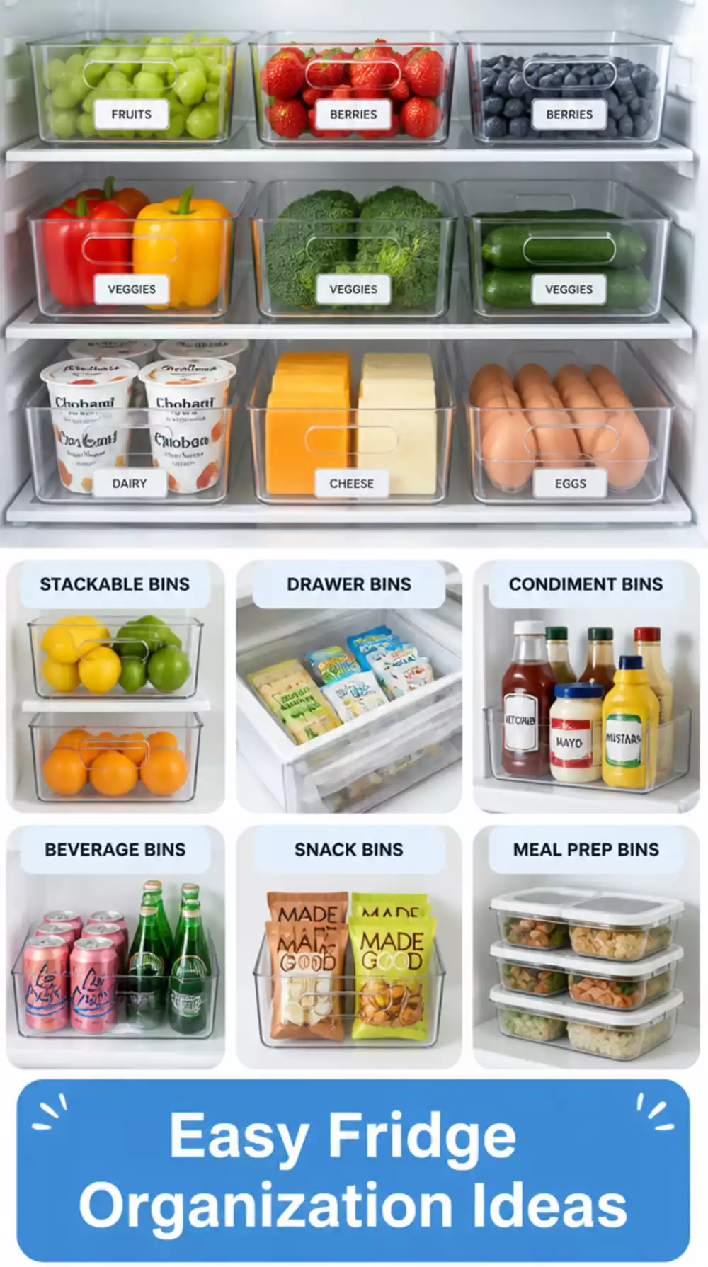 Kitchen Fridge Organiser Bin Set That Zones Every Shelf for the Week