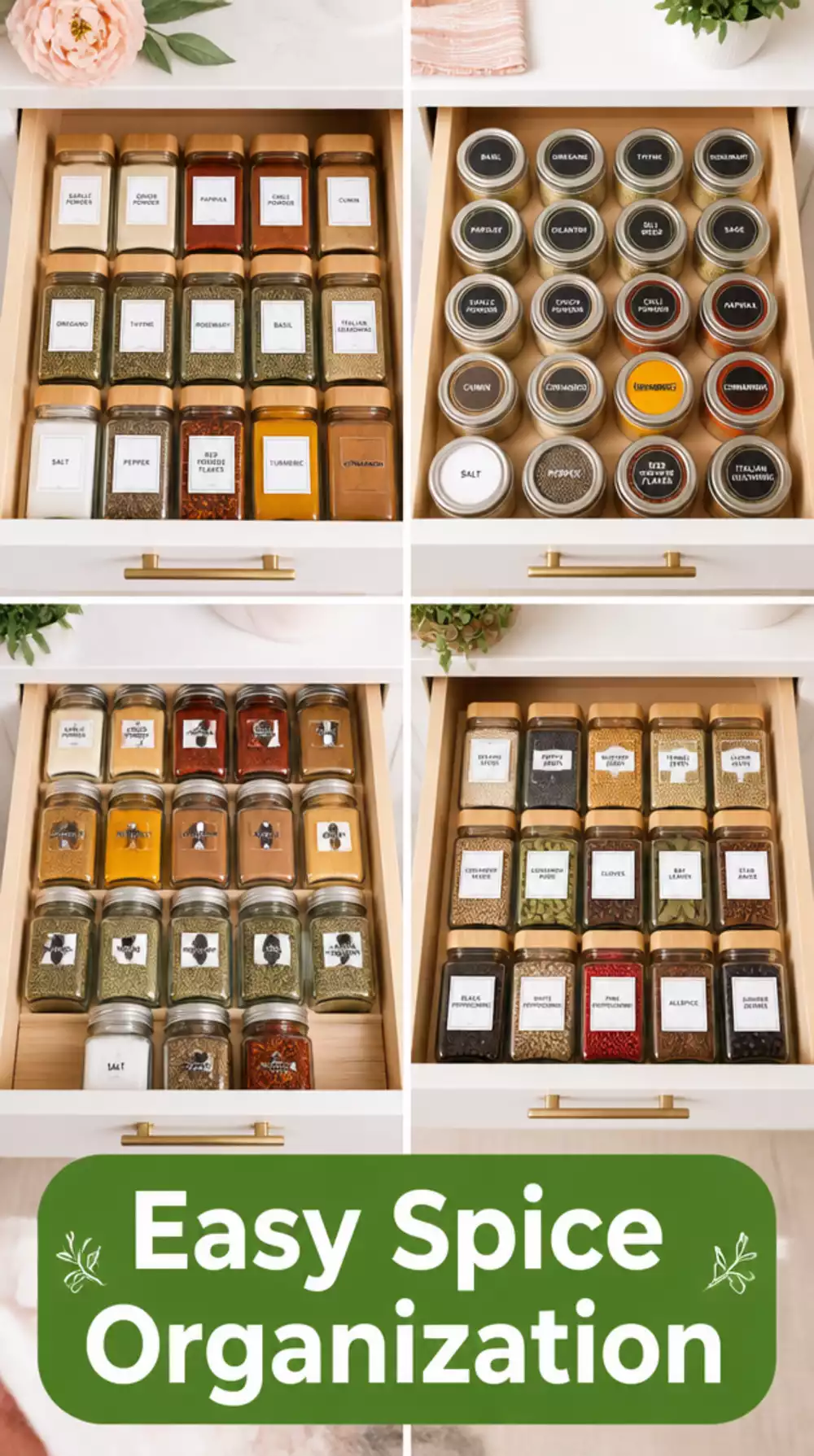 Kitchen Drawer Herb and Spice Flat Lay Insert for Easy Grab-and-Go Access