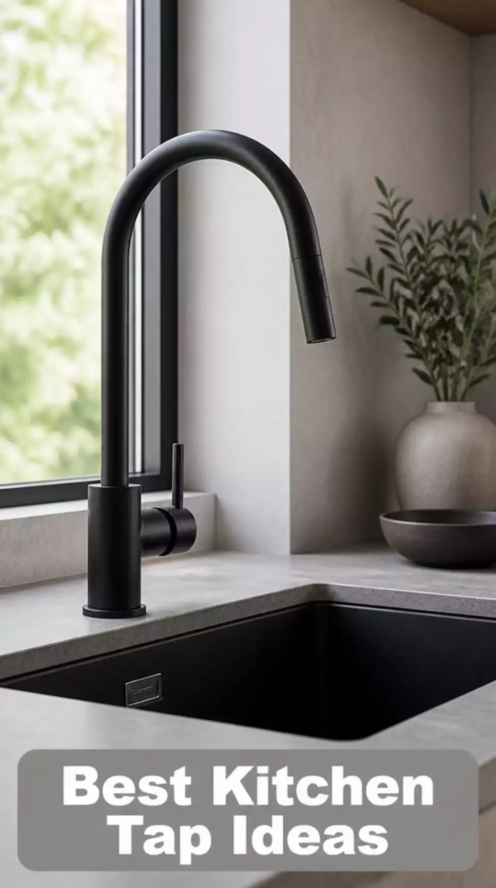 Japandi Kitchen Tap in Matte Black with a Slim Architectural Spout