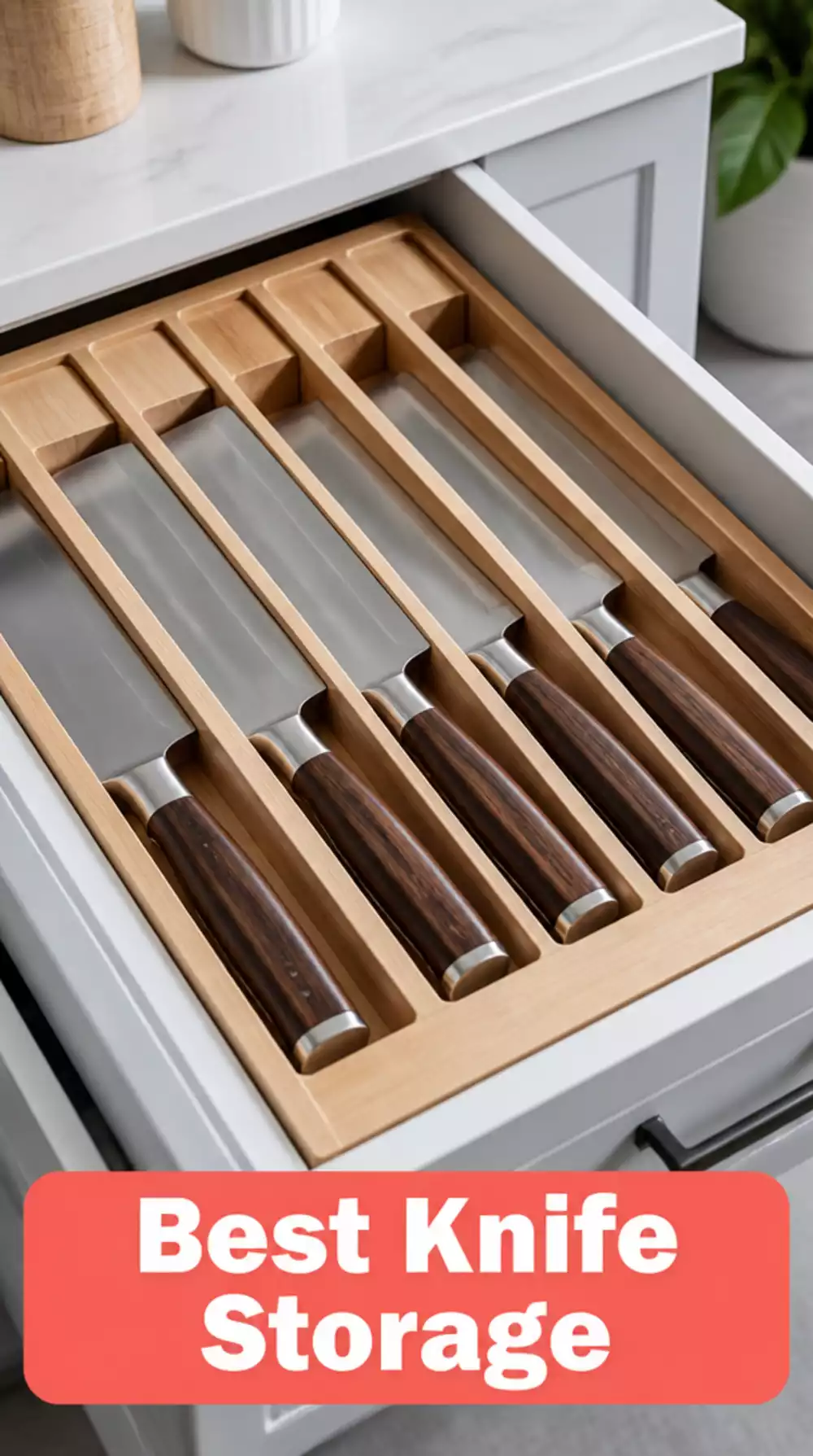 Kitchen Drawer Knife Block Insert That Holds Six Blades Safely Flat