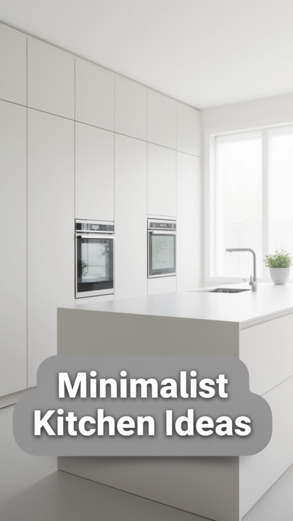 Minimalist Kitchen with Flat-Front Cabinets and a Hidden Appliance Wall