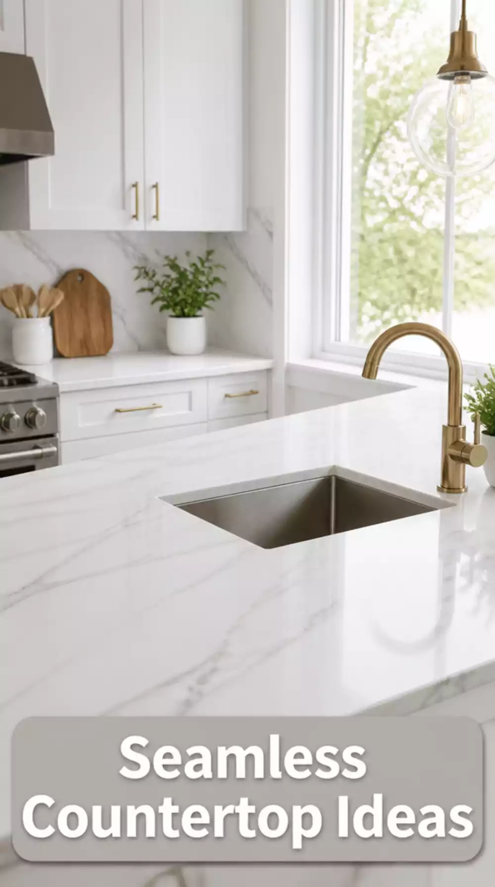 White Kitchen Countertop with a Seamless Undermount Sink for a Clean Look