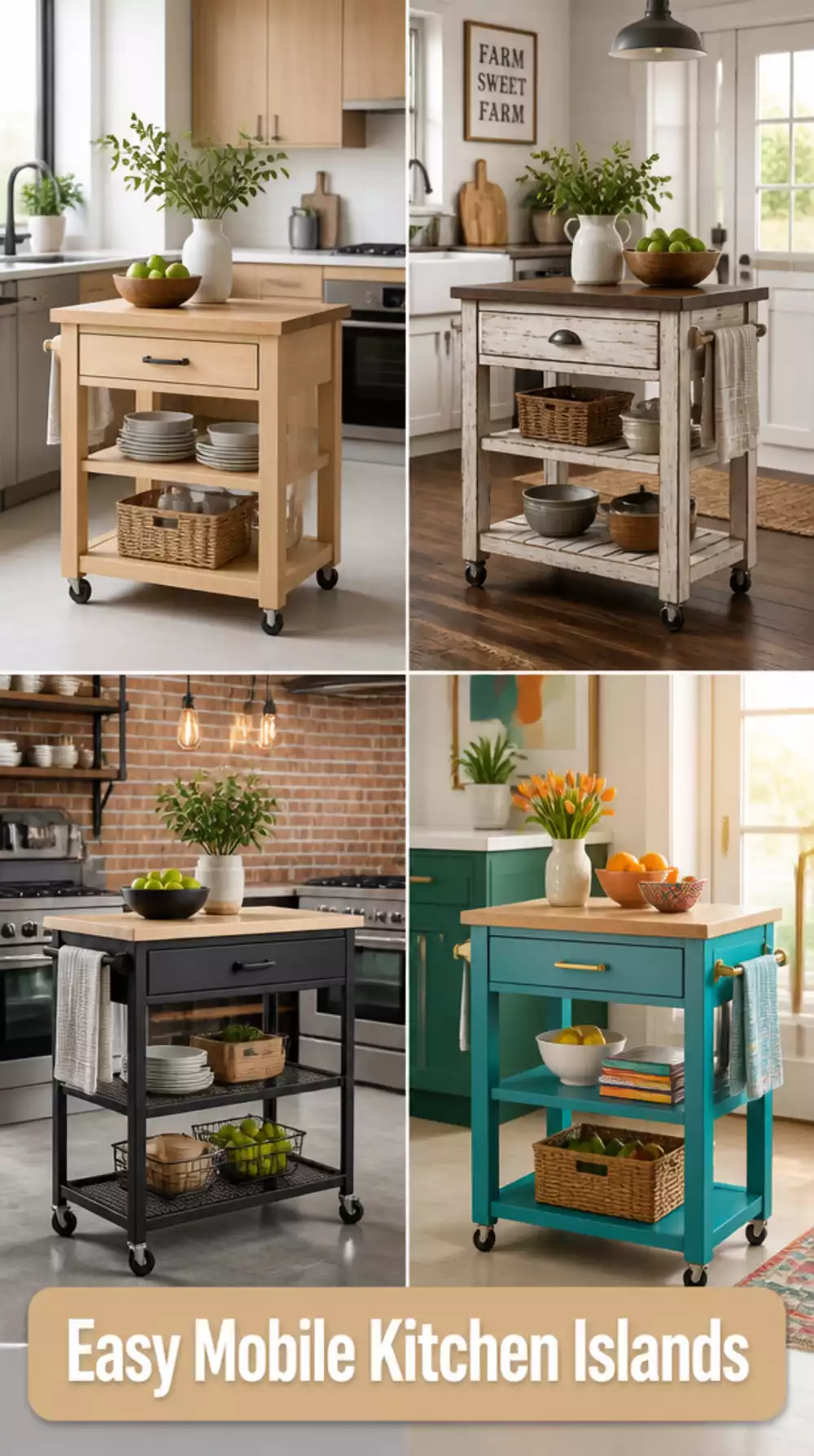Small Kitchen Island on Castors That You Can Actually Move Around
