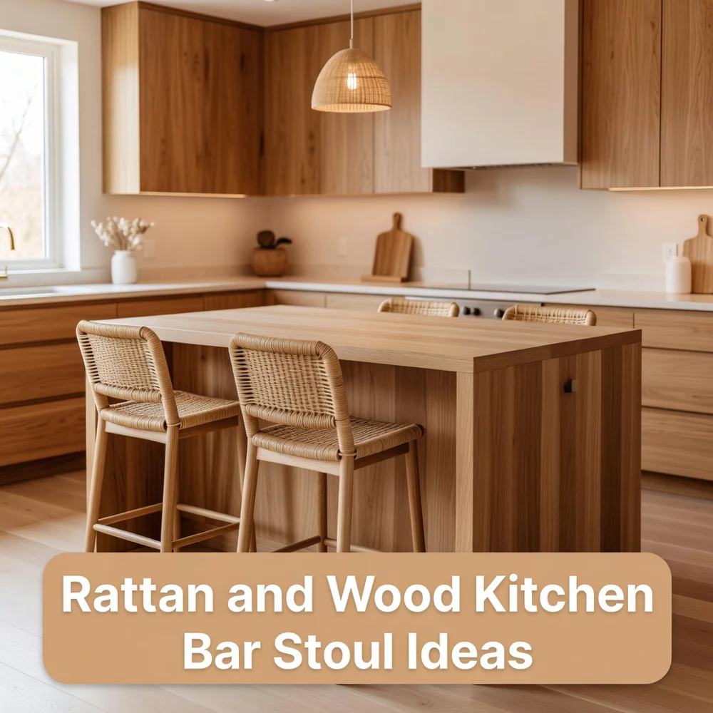 Rattan and Wood Kitchen Bar Stool Ideas for Style