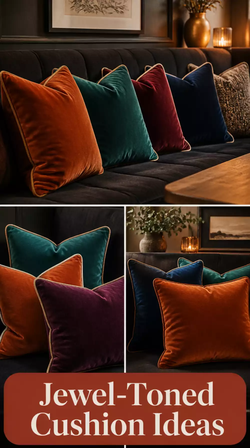 Jewel-Toned Kitchen Dining Cushion in Rust Velvet with a Contrast Piping