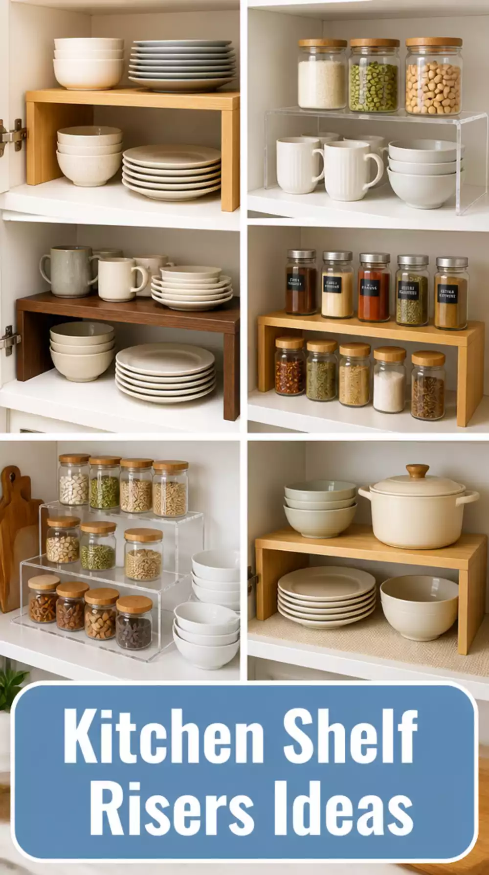 Kitchen Cabinet Shelf Risers That Double Your Storage Space