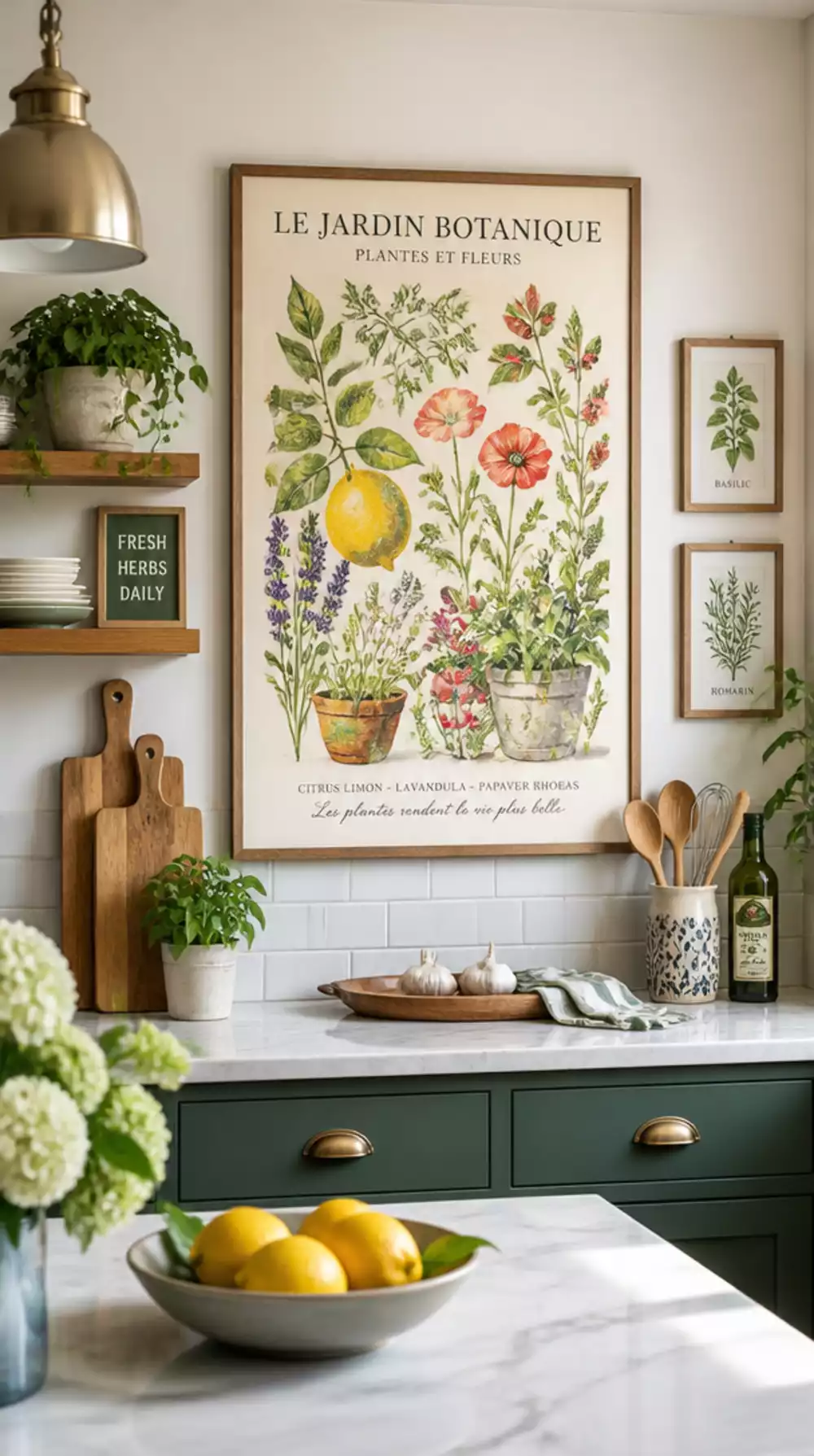 Why a Single Oversized Kitchen Botanical Print Does More Than a Gallery Wall