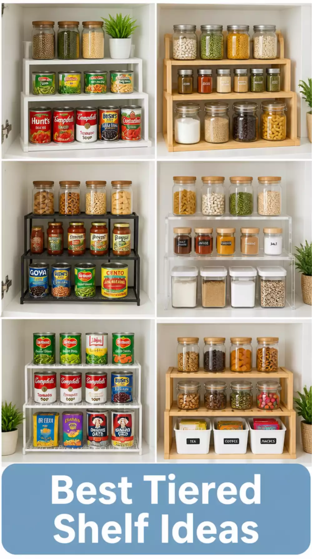 Pantry Tiered Shelf Riser That Stacks Tins Three Rows Deep Without Toppling
